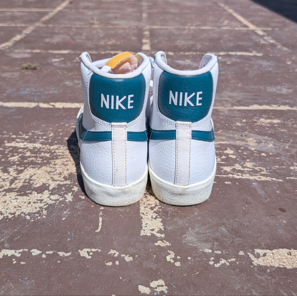 Nike White and Teal High-Top Sneakers - Picture 4 of 6